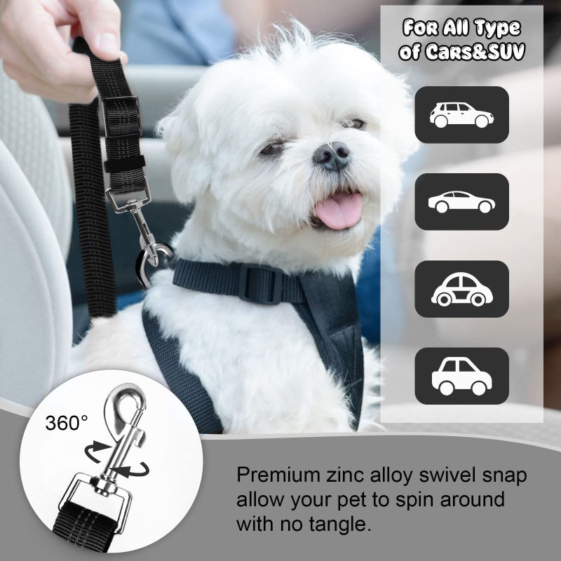 BWOGUE Pet Dog Cat Seat Belts, Car Headrest Restraint Adjustable Safety Leads Vehicle Seatbelt Harness (1 Pack, Black, Elastic) - Image 5